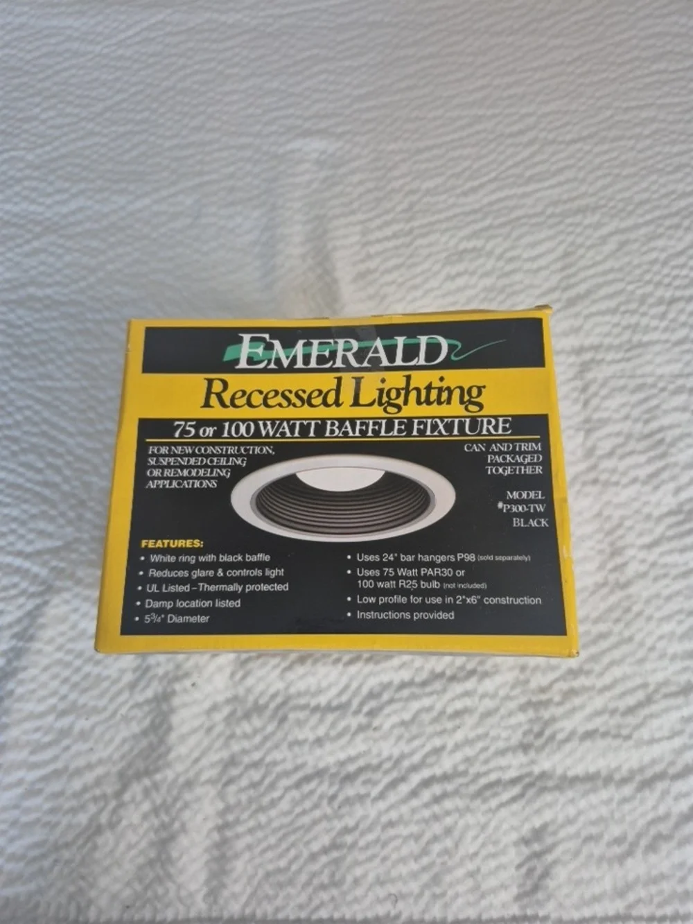 Emerald Recessed Lighting Baffle Fixture - Yellow and Black